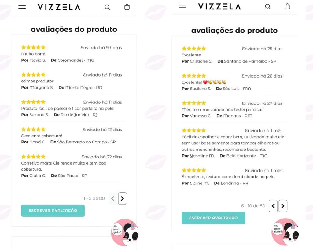 avaliações de clientes do corretivo vizzela resenha