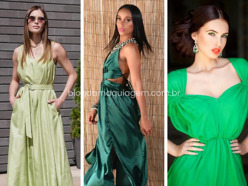 maquiagem que combina com vestido verde